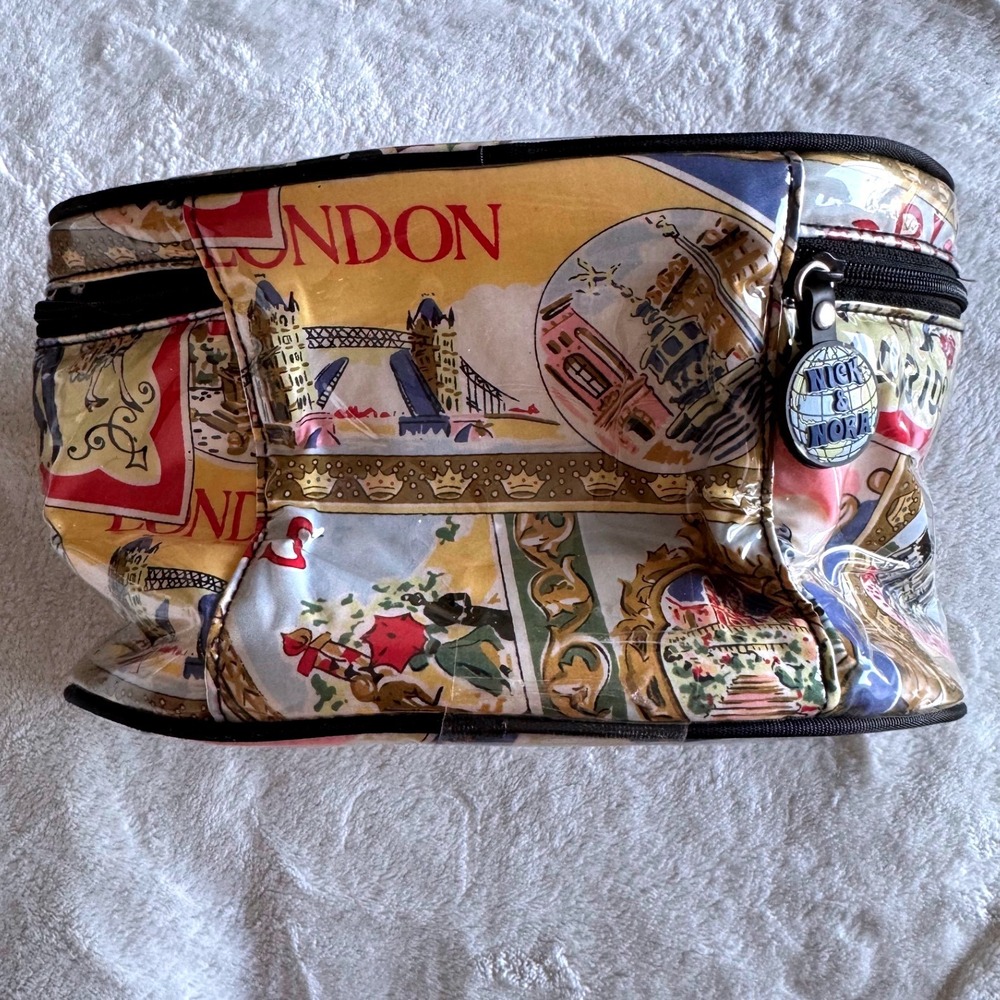 Nick & Nora Travel Makeup Bag Postcard Dopp Kit Cosmetic Bag Vanity Case - Picture 4 of 6